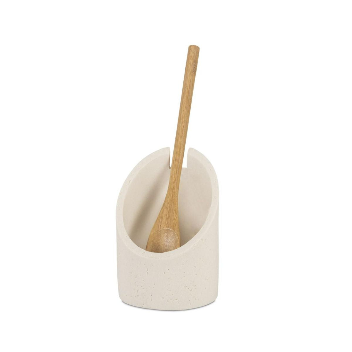 Soporte para cuchara efecto piedra crema polirresina con ranura, Andrea House
