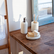 Jabonera de baño de resina blanca