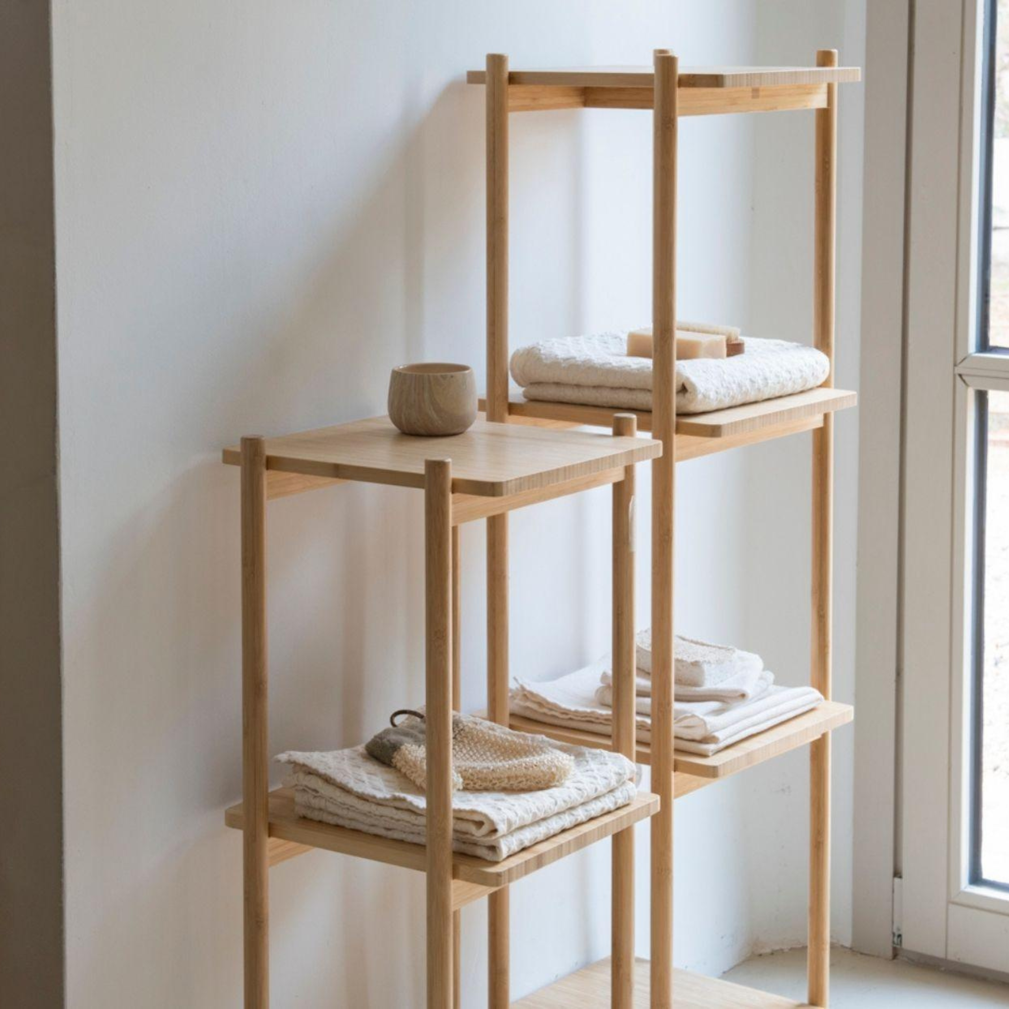 Estantería de baño de bambú con 4 estantes