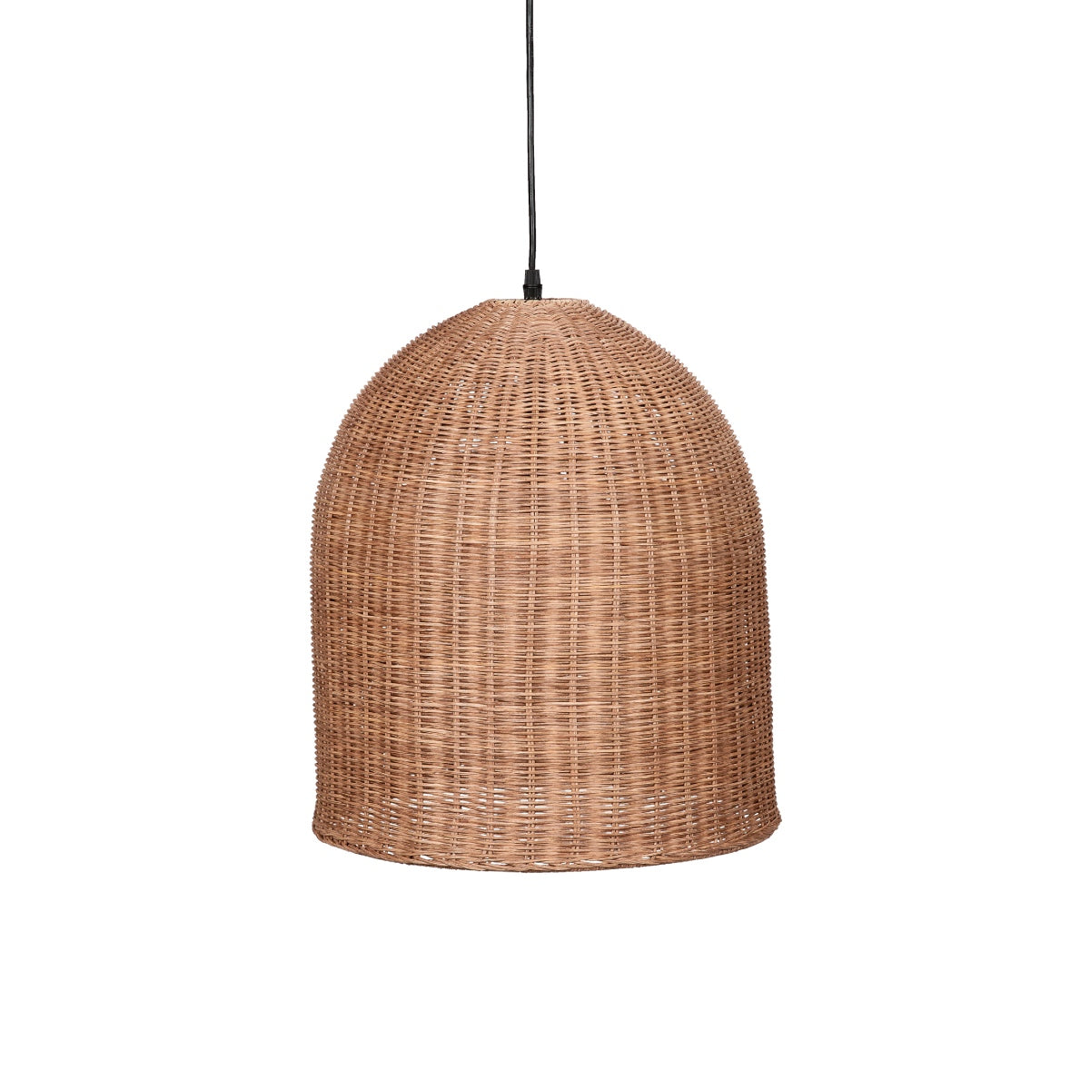 Lámpara rústica de techo de fibra natural marrón de campana