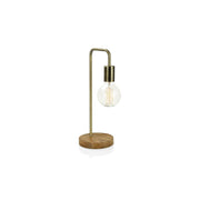 Lámpara de mesa industrial de madera dorada