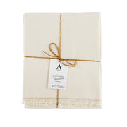 Mantel de mesa blanco de lino con flecos 200 cm
