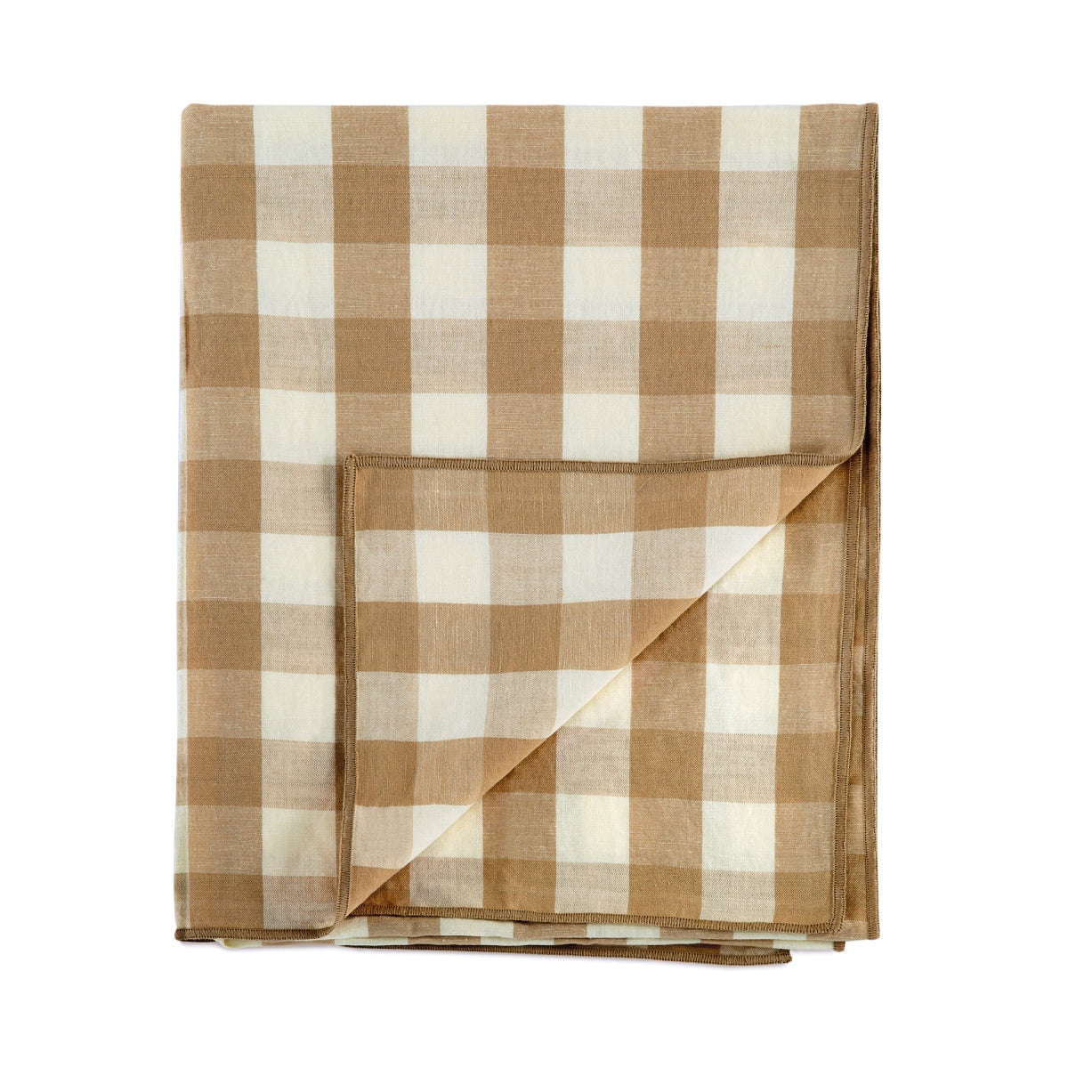 Camino de mesa beige de lino vichy