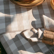 Mantel de mesa beige de lino vichy 240 cm