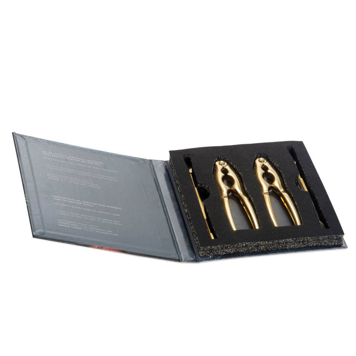 Kit de abridor de marisco de acero dorado