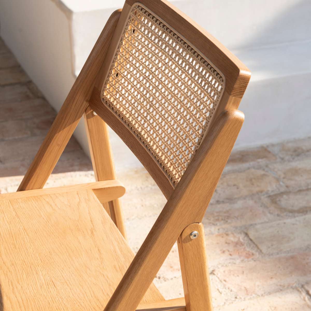 Silla plegable de roble natural