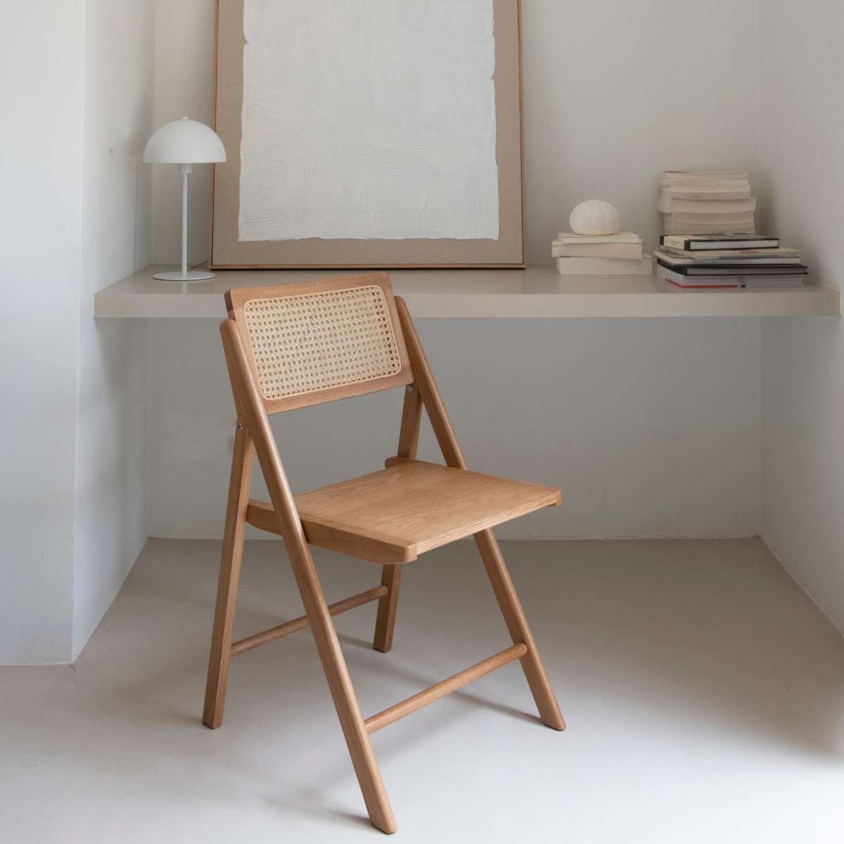 Silla plegable de roble natural