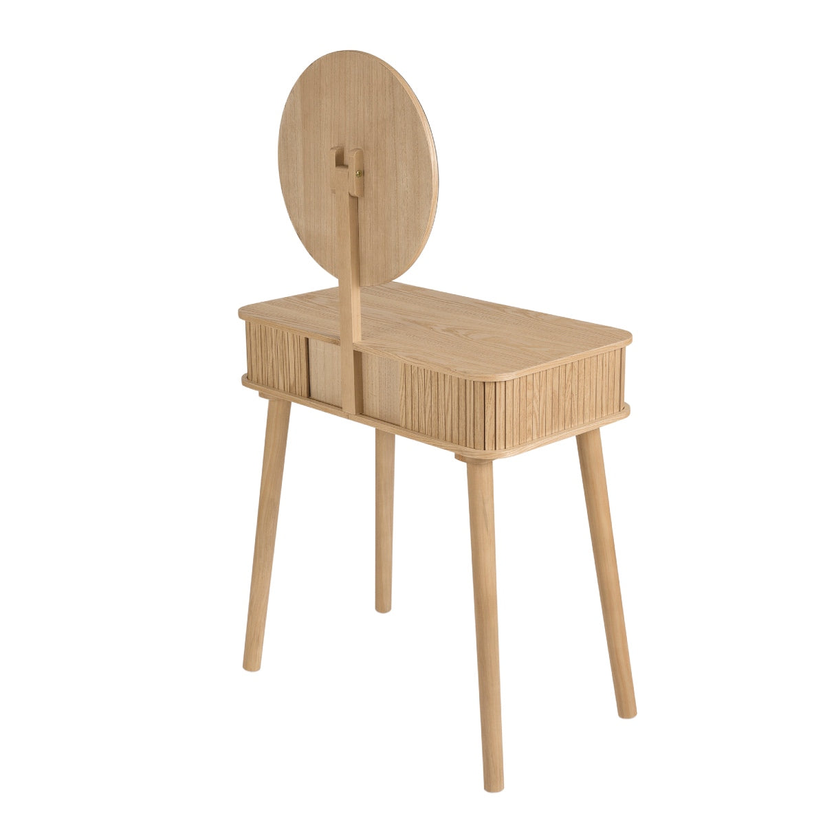 Tocador de madera de fresno y pino con puertas correderas
