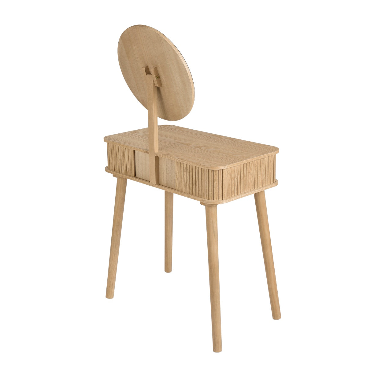 Tocador de madera de fresno y pino con puertas correderas