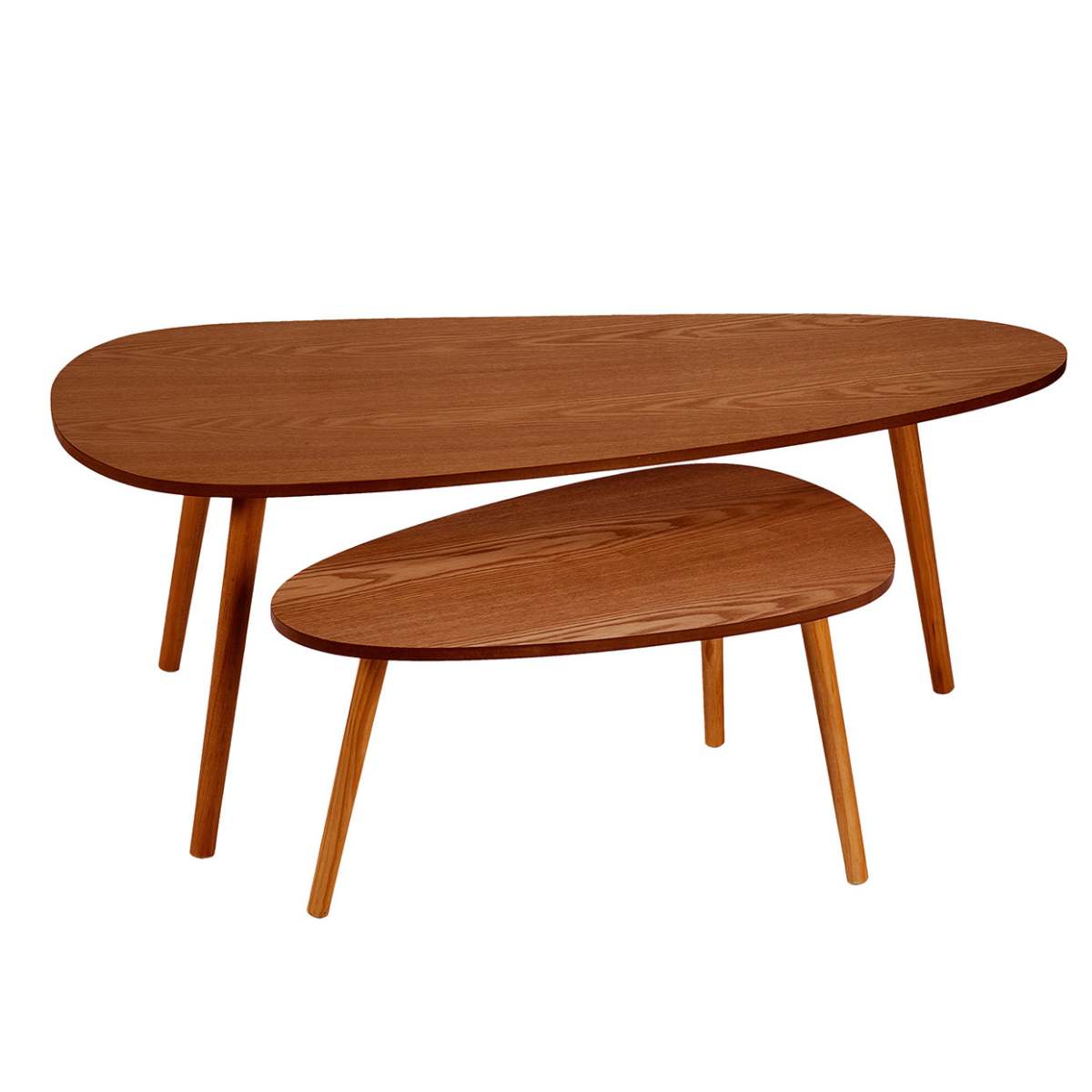 set de dos mesas nido de madera de fresno oscuro