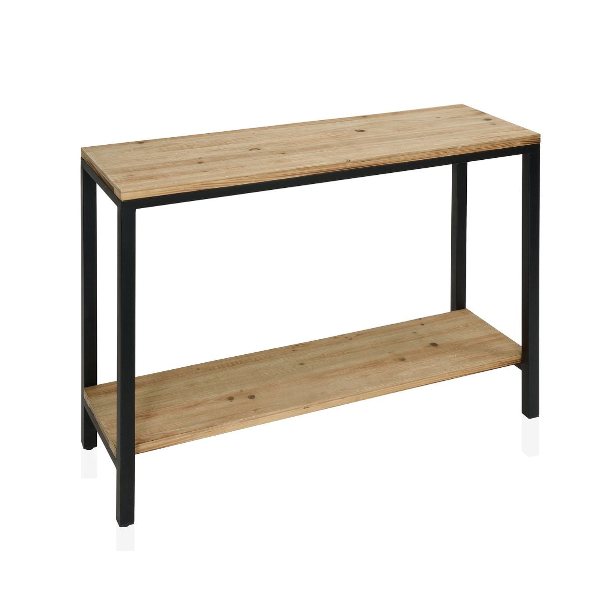Consola auxiliar industrial negra de madera
