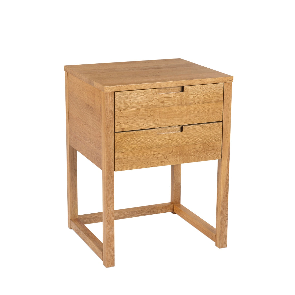 Mesita de noche moderna de madera de roble 2 cajones