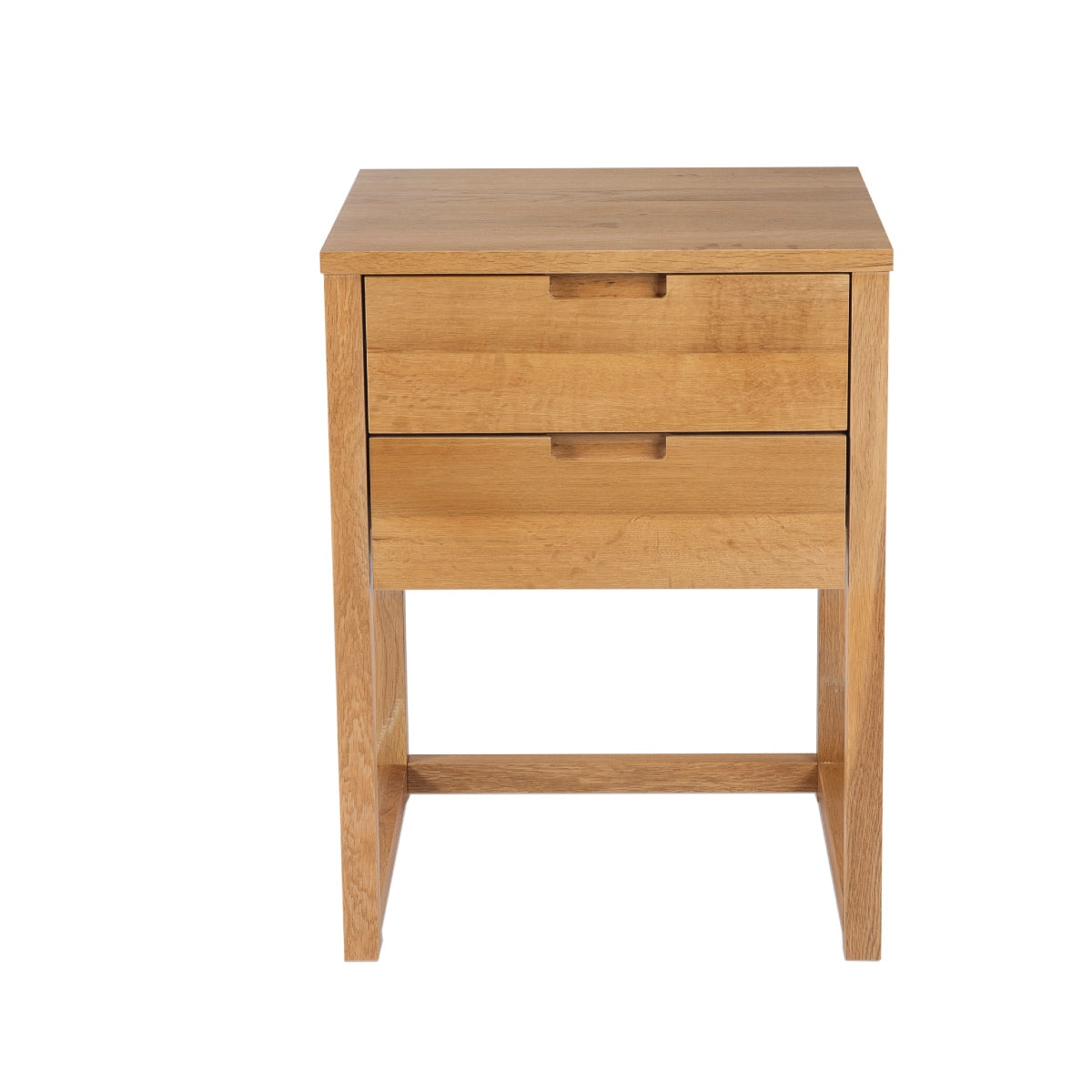 Mesita de noche moderna de madera de roble 2 cajones