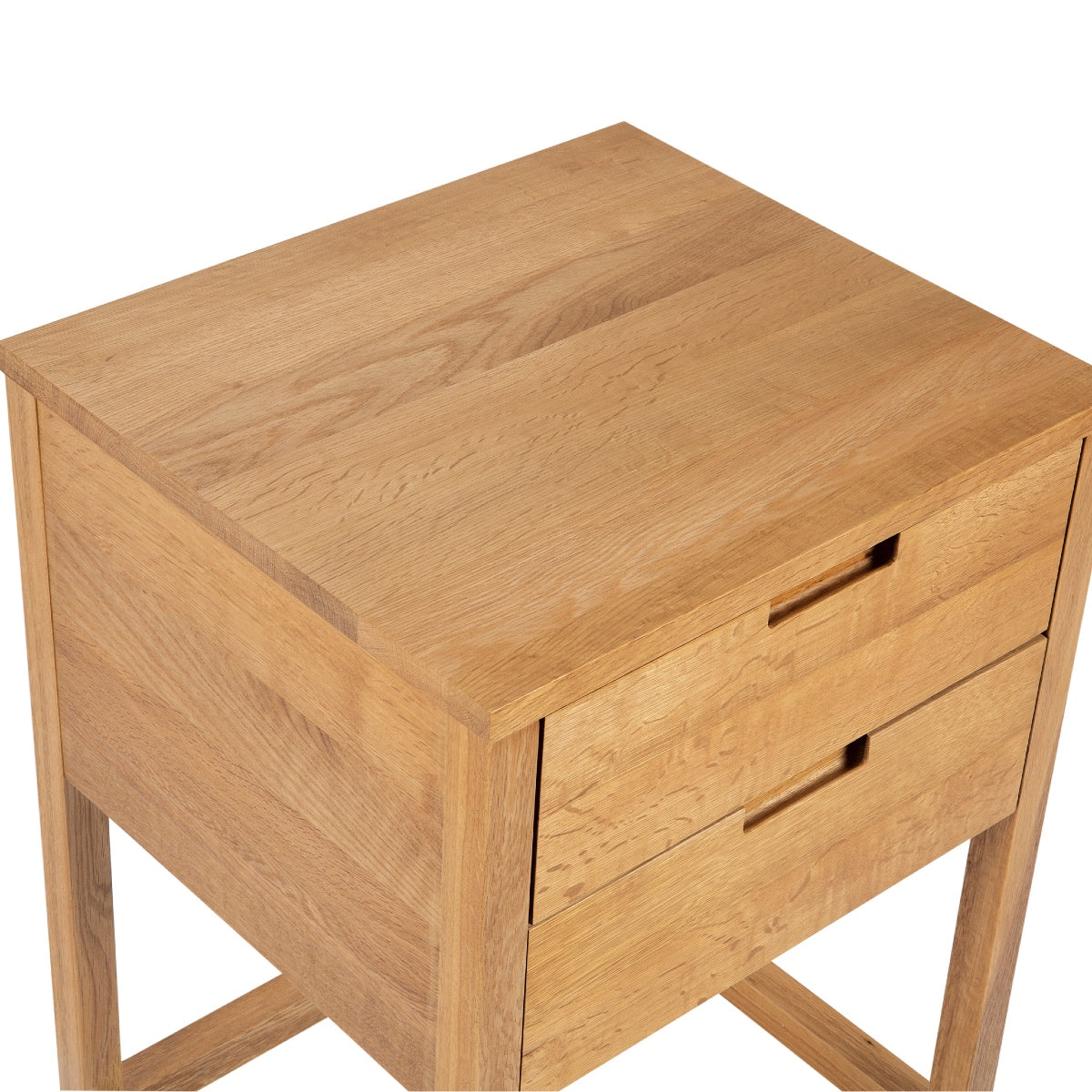 Mesita de noche moderna de madera de roble 2 cajones