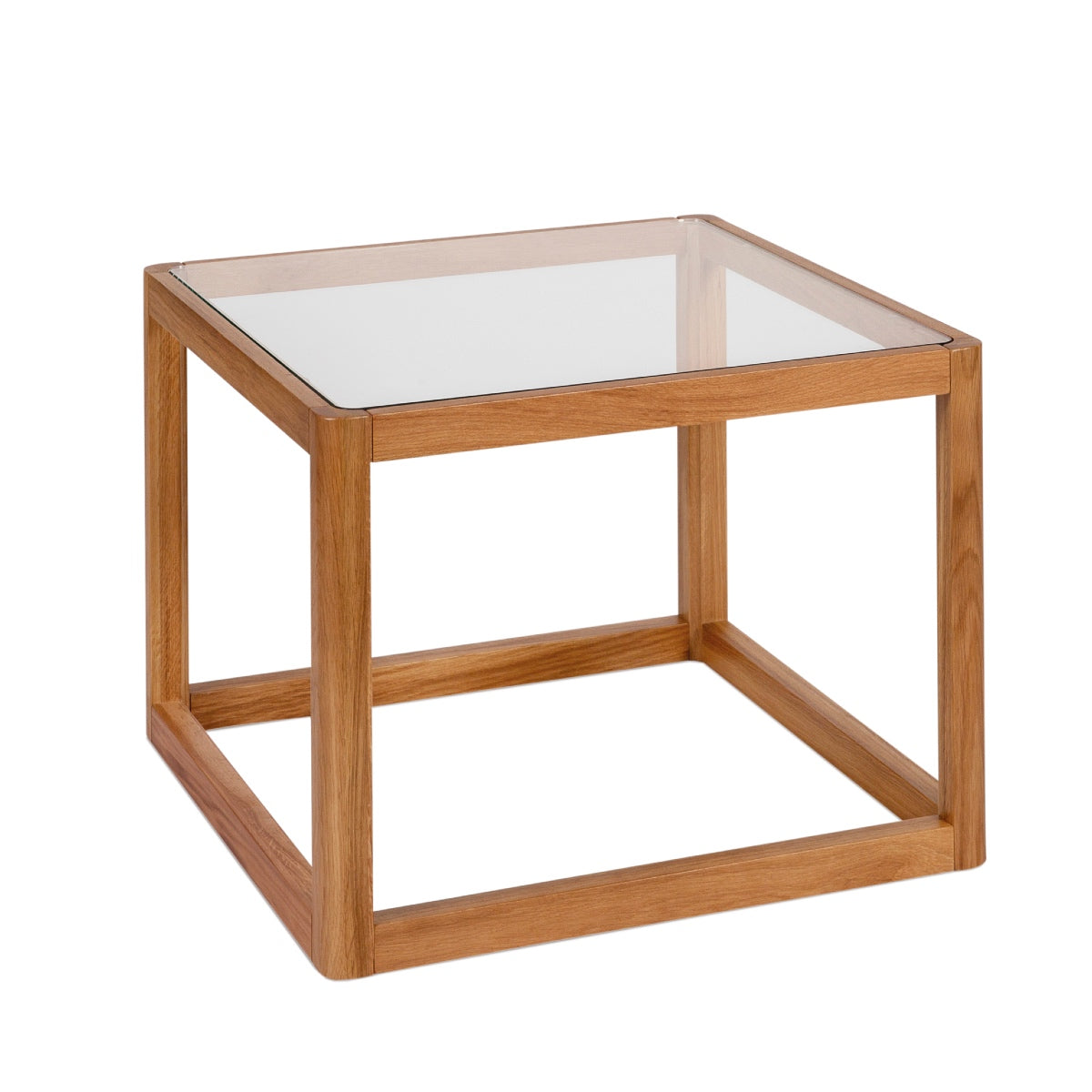 Mesa auxiliar de cristal y madera