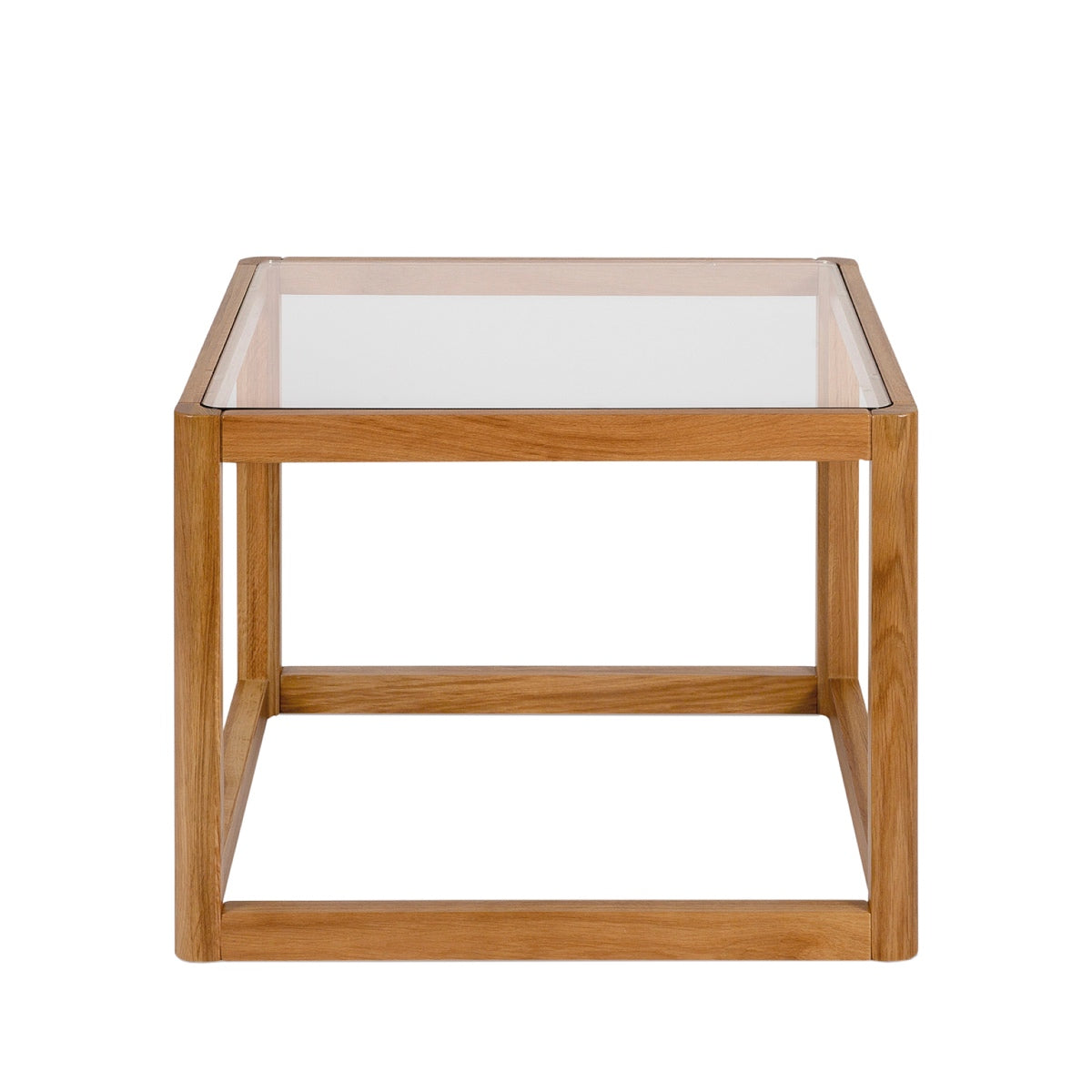 Mesa auxiliar de cristal y madera