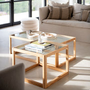 Mesa auxiliar de cristal y madera