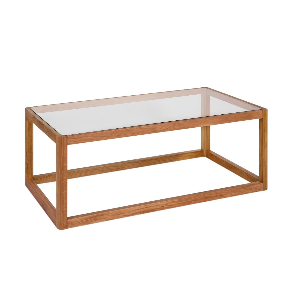 Mesa de centro de cristal y madera