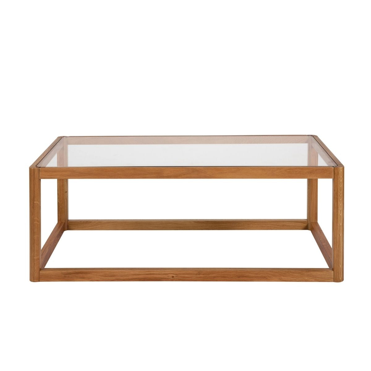 Mesa de centro de cristal y madera