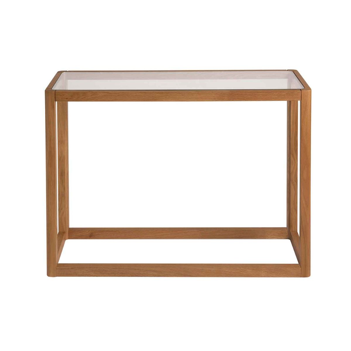 Consola de madera de roble y cristal