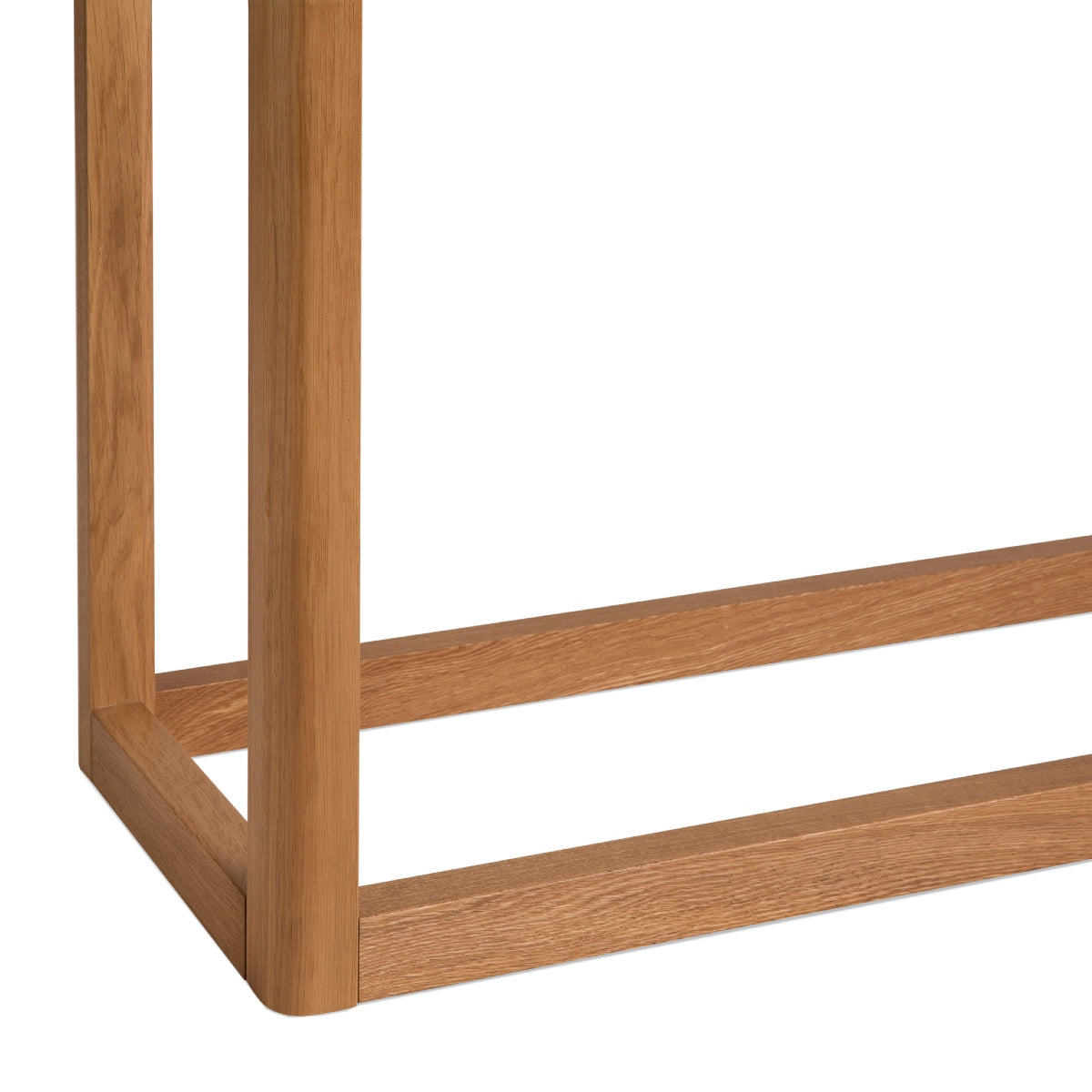 Consola de madera de roble y cristal