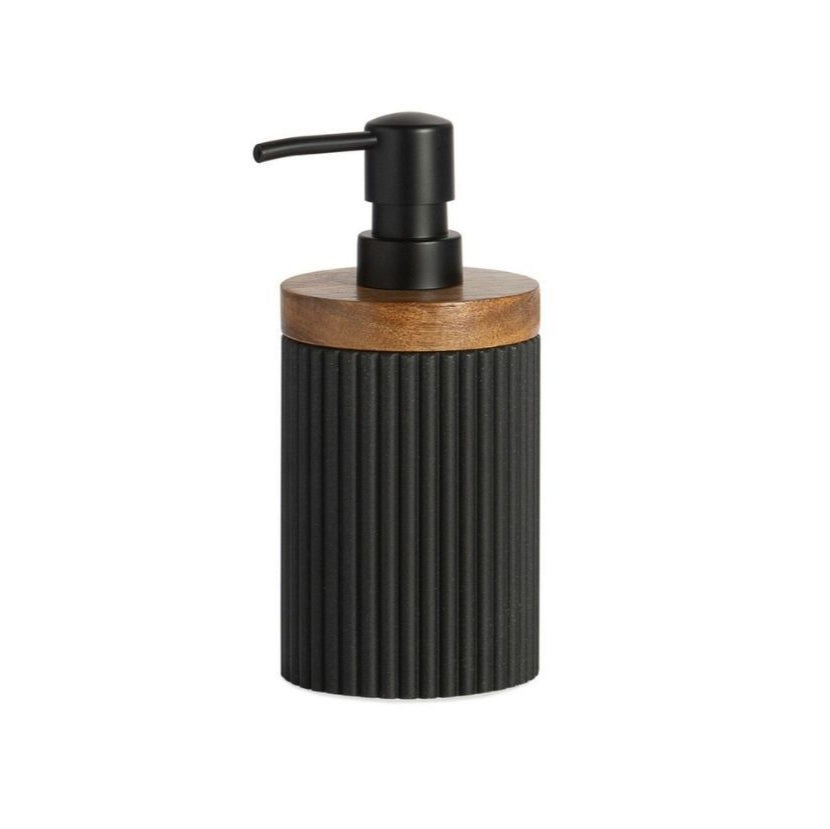 Dispensador de baño de madera y resina negro