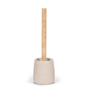 Escobilla de baño beige de arenisca y madera