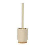 Escobilla de baño de madera y resina beige